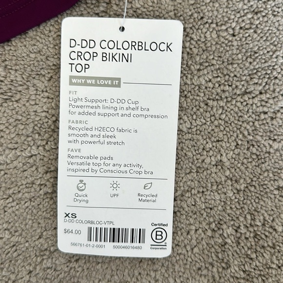 NWT Athleta Cropped Color Block Bikini top - Picture 6 of 11